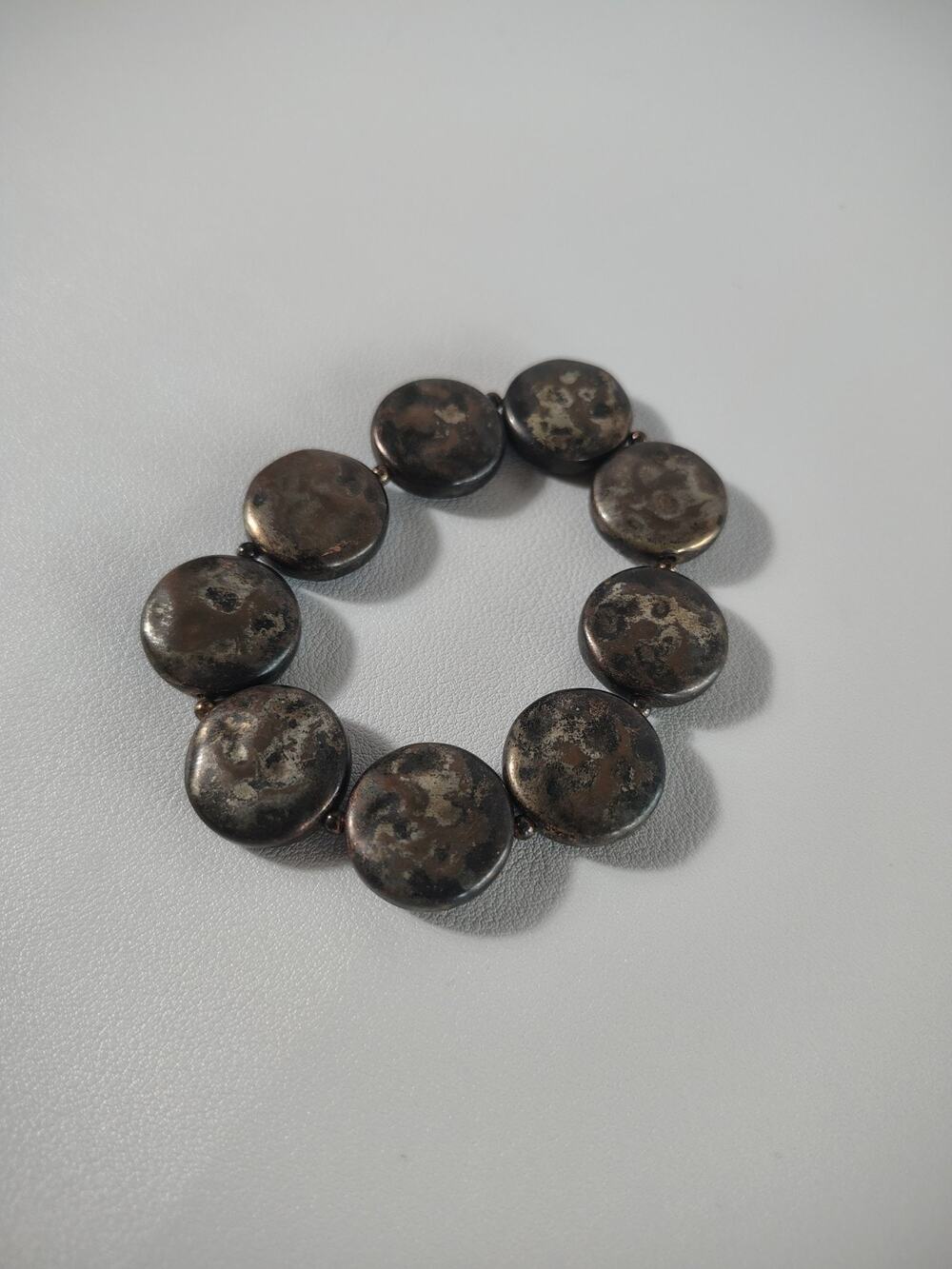 70's / 80's Stretch Bracelet Gold Tone Hammered Look Beads